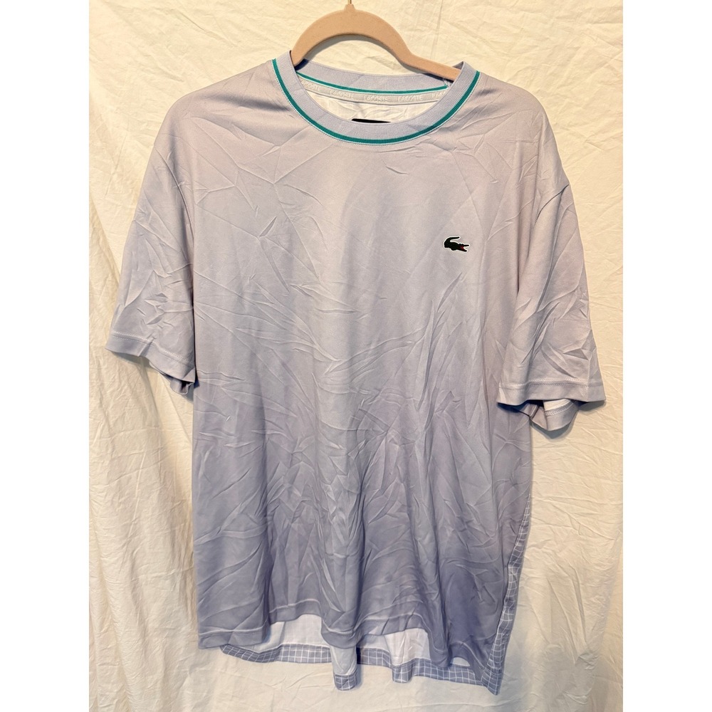 Lacoste Sport Ultra Dry T-Shirt Mens 3XL Purple Grid Pattern Crew Neck Athletic
